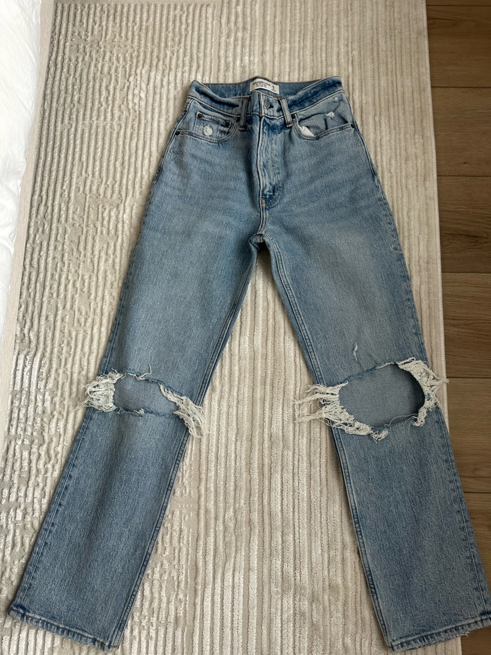 Abercrombie & Fitch Light Blue Ripped Skinny Jeans